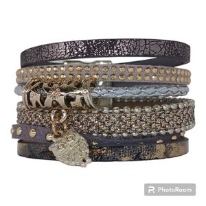 Magnetic clasp cuff leather bracelet